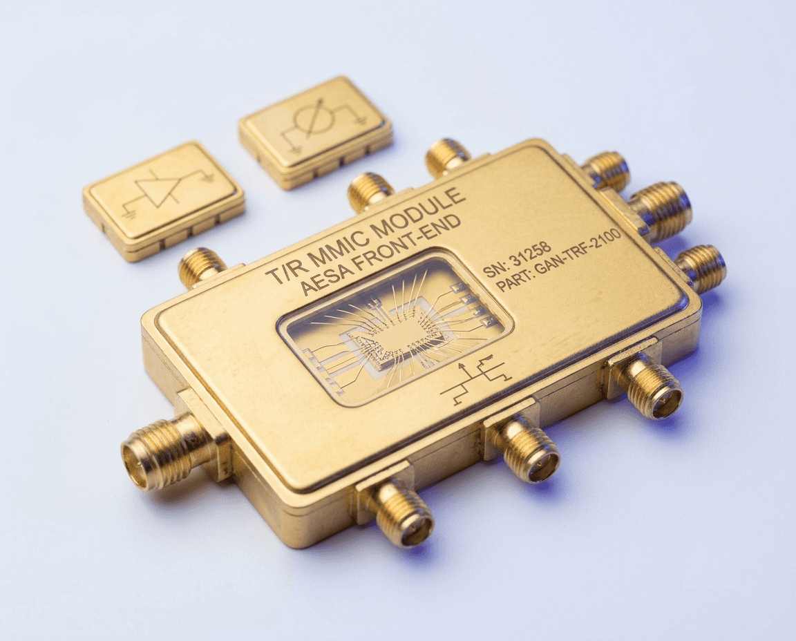 T/R MMIC front-end module for AESA radar with SMA connectors